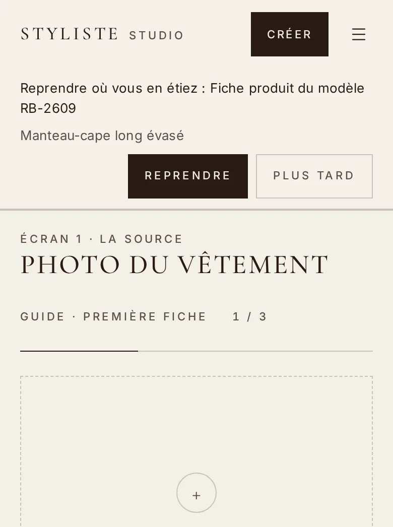 Styliste Studio sur téléphone